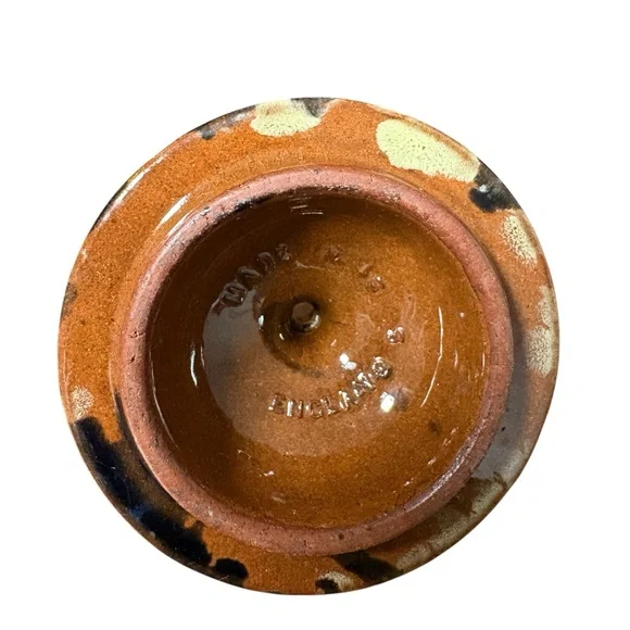 Vintage A.L.B. England Drip Glaze Teapot Brown Blue‎ Mid Century English Pottery - Picture 5 of 7